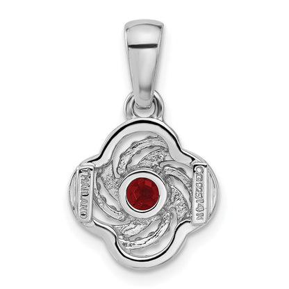 Sterling Silver Rhodium-Plated w/14K/Silver Two-Tone Garnet Necklace