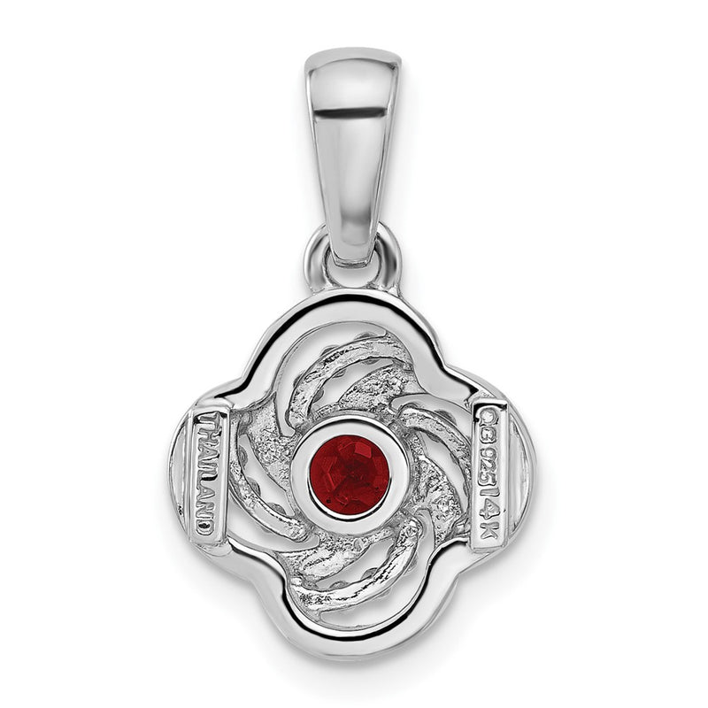 Sterling Silver Rhodium-Plated w/14K/Silver Two-Tone Garnet Necklace