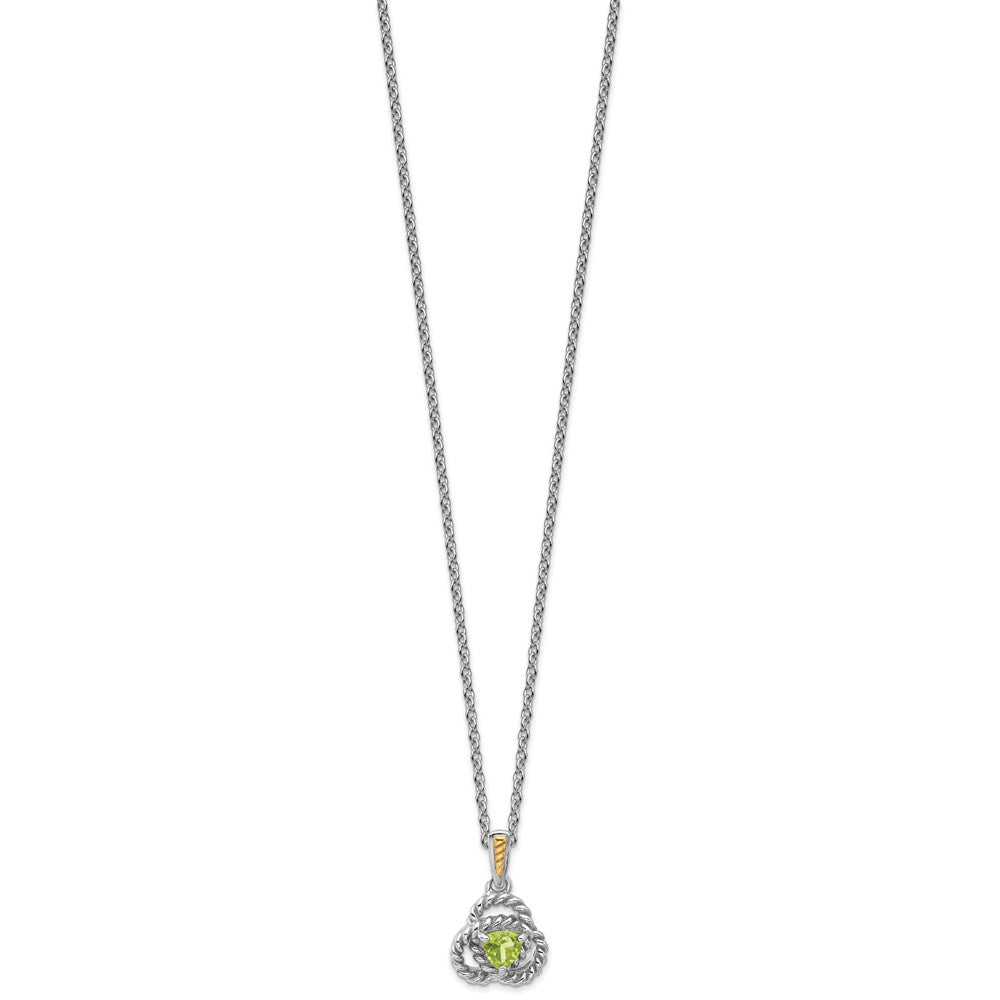 Sterling Silver Rhodium-Plated w/14K/Silver Two-Tone Peridot Necklace