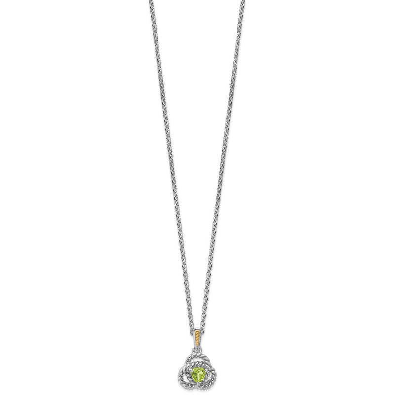 Sterling Silver Rhodium-Plated w/14K/Silver Two-Tone Peridot Necklace