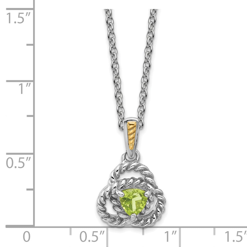Sterling Silver Rhodium-Plated w/14K/Silver Two-Tone Peridot Necklace