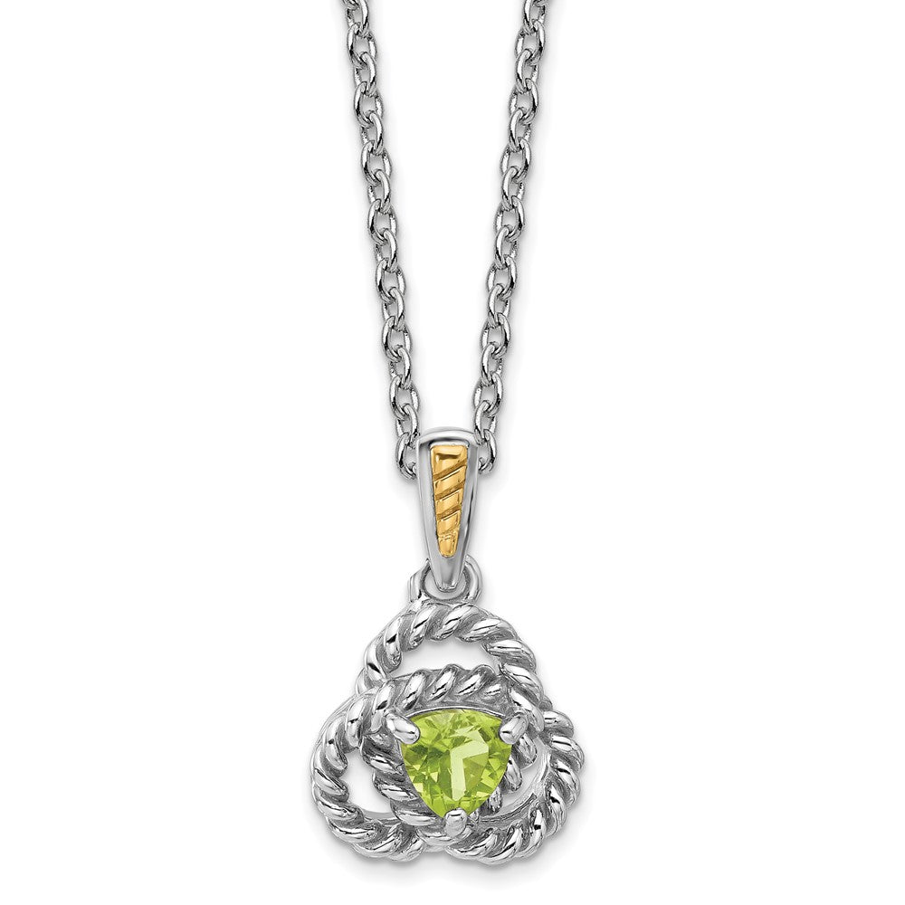 Sterling Silver Rhodium-Plated w/14K/Silver Two-Tone Peridot Necklace