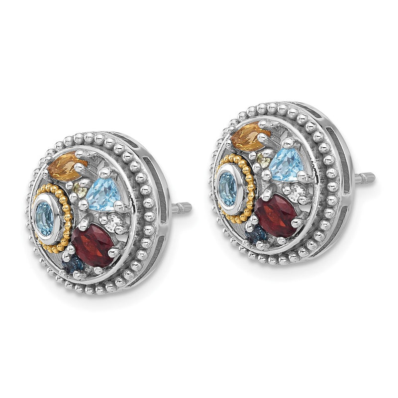Ss Rh-Pl w/14K/Silver Two-Tone .10LBT/.55SBT/.52GA/.19CI/.02PE/.06WTM Earrings