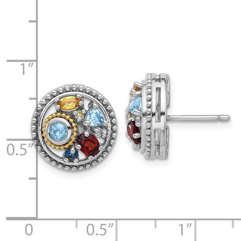 Ss Rh-Pl w/14K/Silver Two-Tone .10LBT/.55SBT/.52GA/.19CI/.02PE/.06WTM Earrings