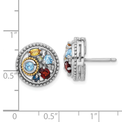 Ss Rh-Pl w/14K/Silver Two-Tone .10LBT/.55SBT/.52GA/.19CI/.02PE/.06WTM Earrings