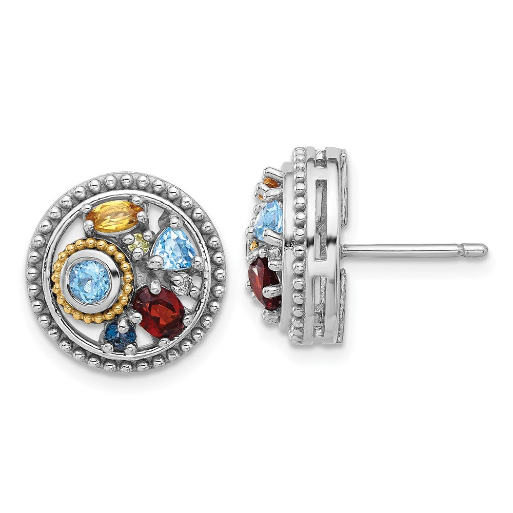 Ss Rh-Pl w/14K/Silver Two-Tone .10LBT/.55SBT/.52GA/.19CI/.02PE/.06WTM Earrings