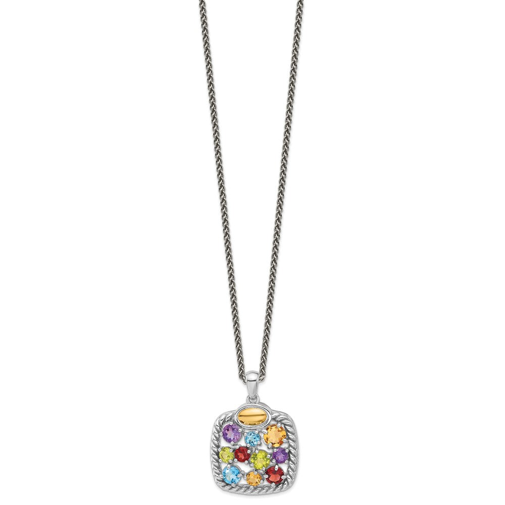 Sterling Silver Rh-Pl w/14K/Silver Two-Tone .9 CI/.77 AM/.84 SBT/.83 Pe Necklace
