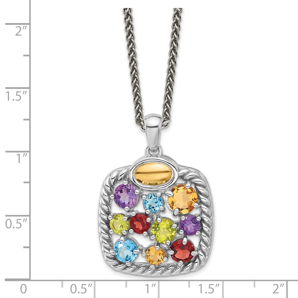 Sterling Silver Rh-Pl w/14K/Silver Two-Tone .9 CI/.77 AM/.84 SBT/.83 Pe Necklace