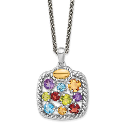 Sterling Silver Rh-Pl w/14K/Silver Two-Tone .9 CI/.77 AM/.84 SBT/.83 Pe Necklace