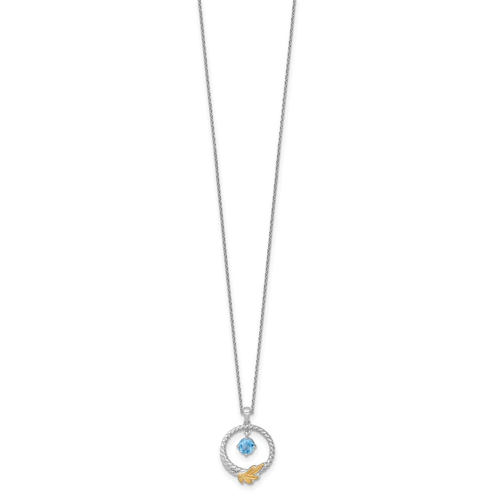 Ss Rhodium Plated W/ 14K/Silver Two-Tone Accent Twisted Lsbt Leaf Circle Necklace