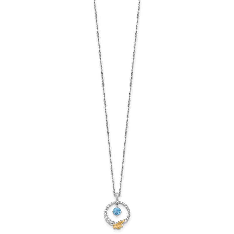 Ss Rhodium Plated W/ 14K/Silver Two-Tone Accent Twisted Lsbt Leaf Circle Necklace