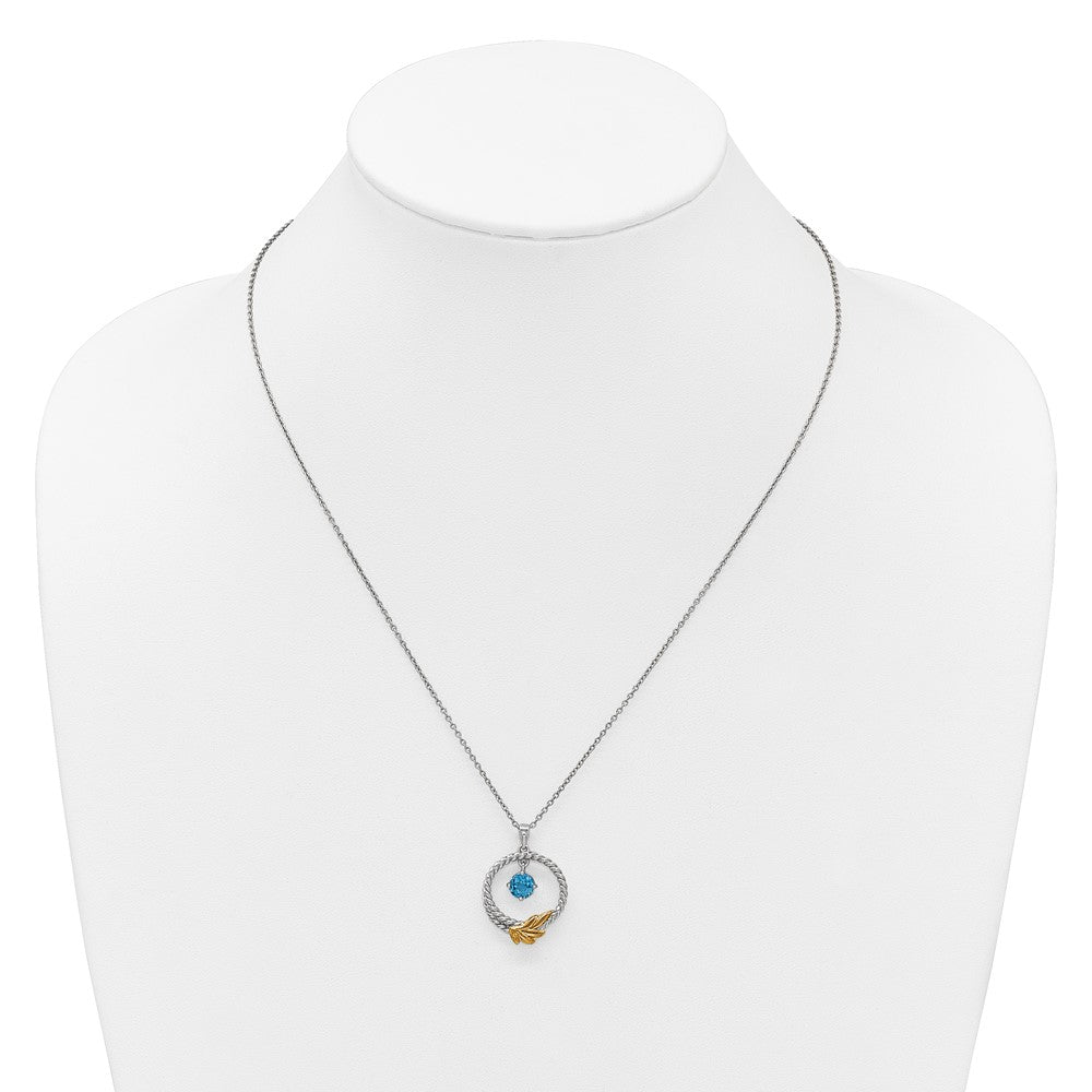Ss Rhodium Plated W/ 14K/Silver Two-Tone Accent Twisted Lsbt Leaf Circle Necklace