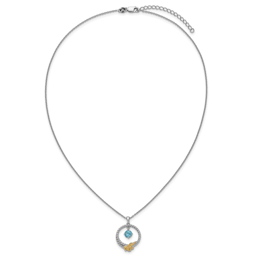 Ss Rhodium Plated W/ 14K/Silver Two-Tone Accent Twisted Lsbt Leaf Circle Necklace