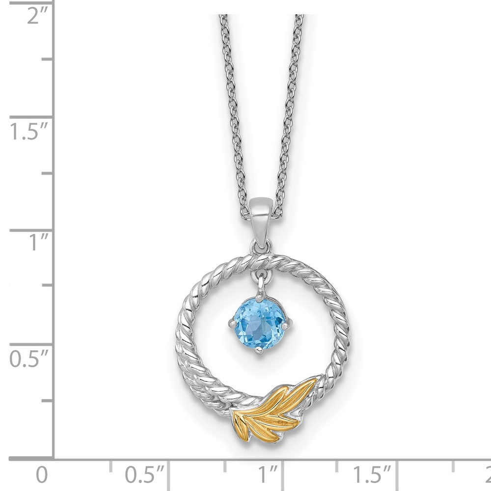 Ss Rhodium Plated W/ 14K/Silver Two-Tone Accent Twisted Lsbt Leaf Circle Necklace