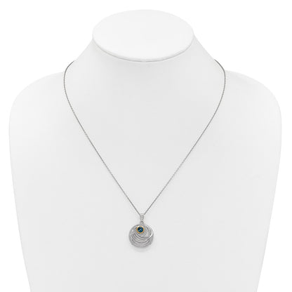 Ss Rhodium Plated w/14K/Silver Two-Tone Accent London Blue Topaz Round Swirl Necklace