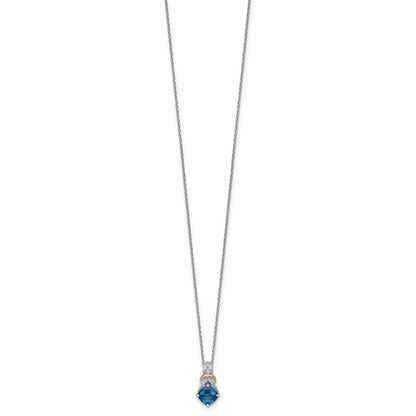 Ss Rhodium Plated W/ 14K/Silver Two-Tone Accent London Bt and Dia Necklace
