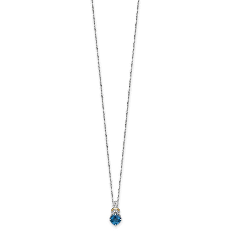 Ss Rhodium Plated W/ 14K/Silver Two-Tone Accent London Bt and Dia Necklace