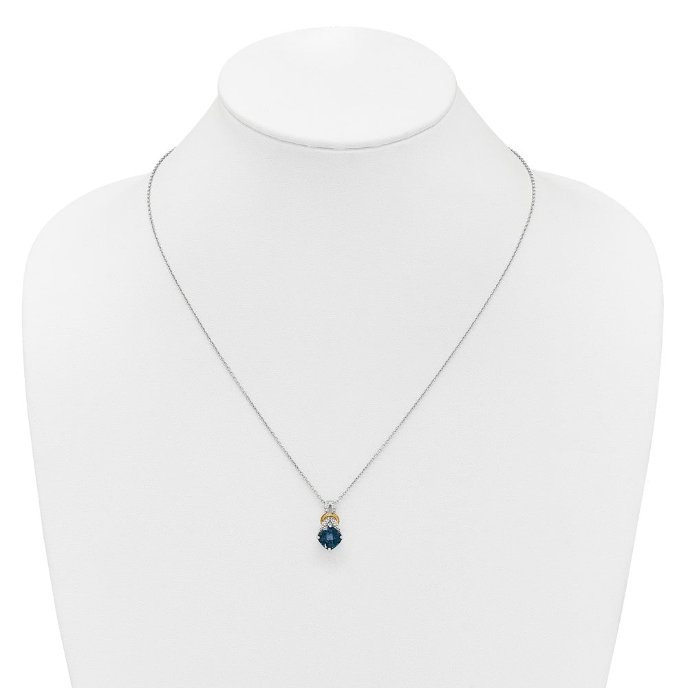 Ss Rhodium Plated W/ 14K/Silver Two-Tone Accent London Bt and Dia Necklace