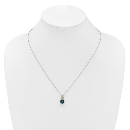 Ss Rhodium Plated W/ 14K/Silver Two-Tone Accent London Bt and Dia Necklace