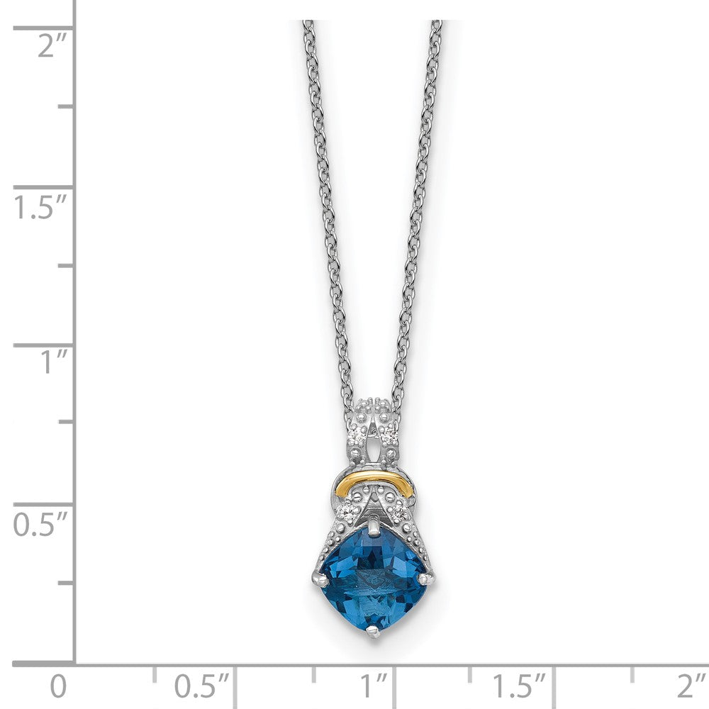 Ss Rhodium Plated W/ 14K/Silver Two-Tone Accent London Bt and Dia Necklace