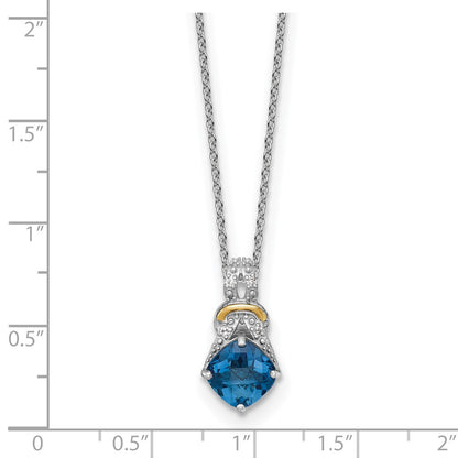 Ss Rhodium Plated W/ 14K/Silver Two-Tone Accent London Bt and Dia Necklace
