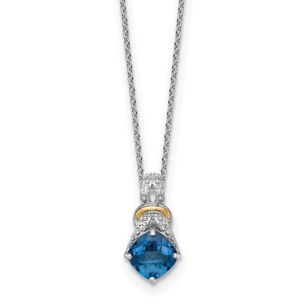 Ss Rhodium Plated W/ 14K/Silver Two-Tone Accent London Bt and Dia Necklace