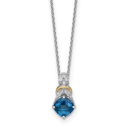 Ss Rhodium Plated W/ 14K/Silver Two-Tone Accent London Bt and Dia Necklace