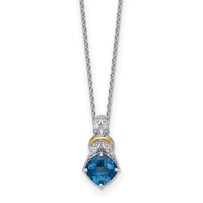 Ss Rhodium Plated W/ 14K/Silver Two-Tone Accent London Bt and Dia Necklace