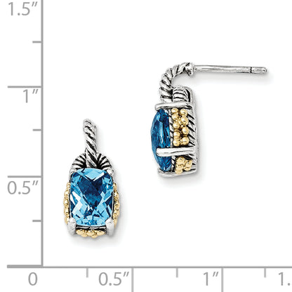 14K/Silver Two Tone Sterling Silver 14K Sky Blue Topaz Earrings
