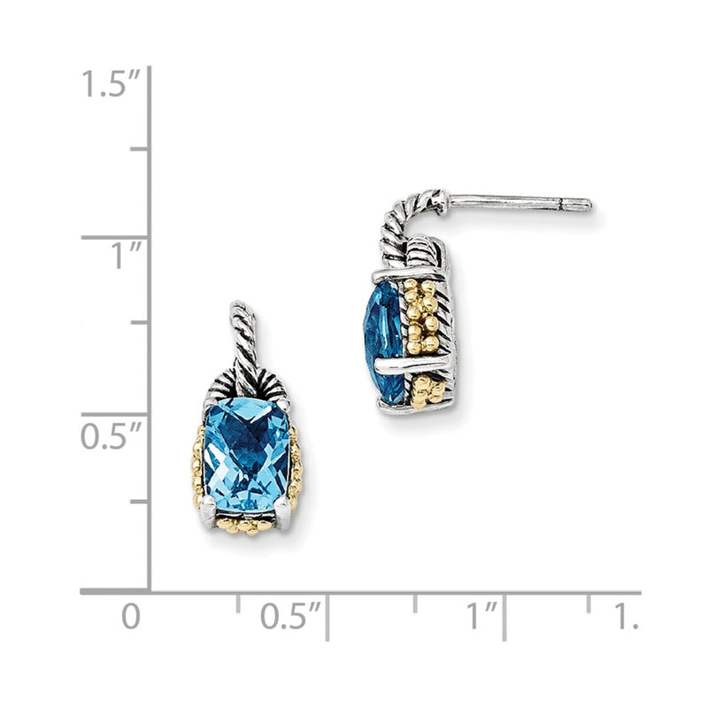 14K/Silver Two Tone Sterling Silver 14K Sky Blue Topaz Earrings