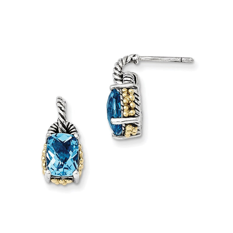 14K/Silver Two Tone Sterling Silver 14K Sky Blue Topaz Earrings
