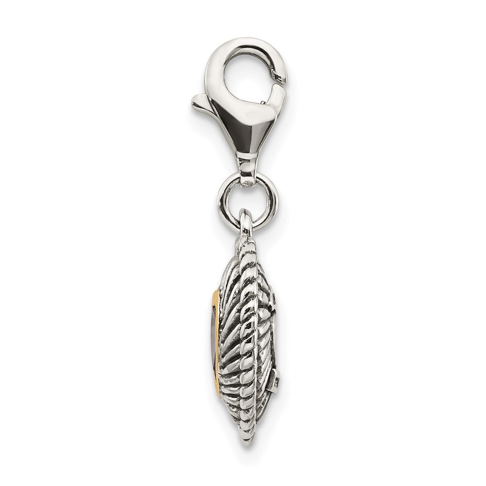 14K/Silver Two Tone Shey Couture Sterling Silver With 14K Accent Antiqued Amethyst Heart Lobster Clasp Charm