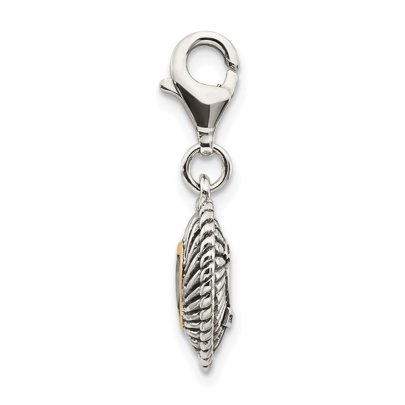 14K/Silver Two Tone Shey Couture Sterling Silver With 14K Accent Antiqued Amethyst Heart Lobster Clasp Charm