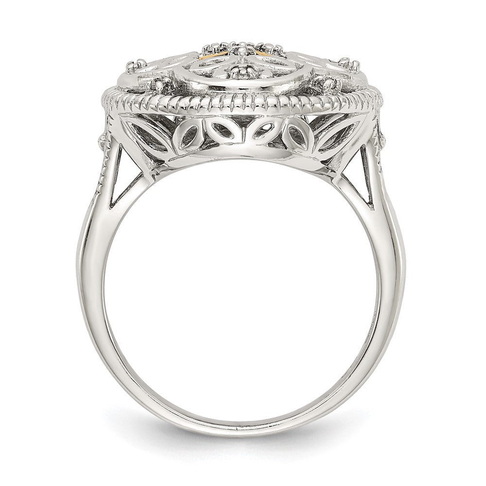 14K/Silver Two Tone Shey Couture Sterling Silver Rhodium Plated With 14K Accent Diamond Vintage Ring