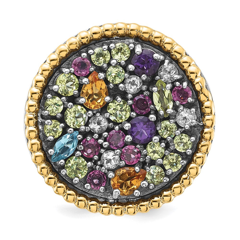 14K/Silver Two Tone Sterling Silver 14K Accent 1.88Tw Multi Gemstone Ring (Size 8 Only)