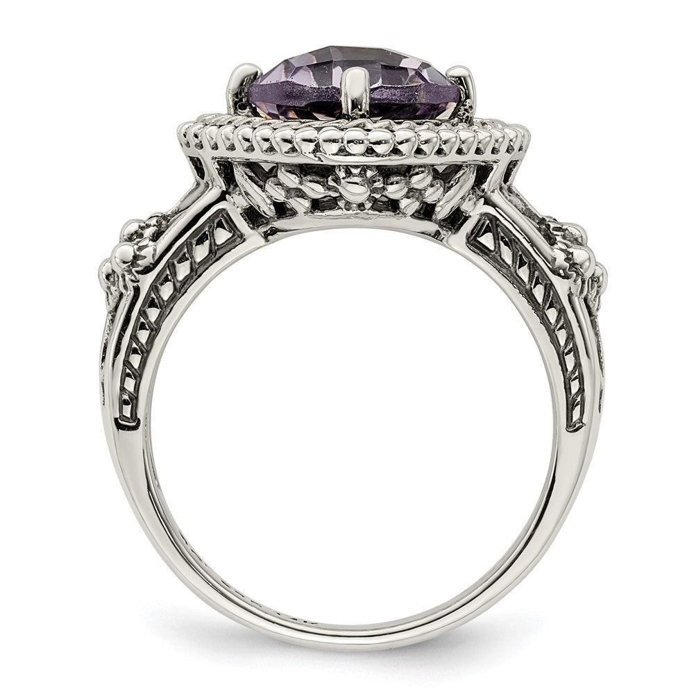14K/Silver Two Tone Shey Couture Sterling Silver With 14K Accent Antiqued Cushion Pink Quartz Ring