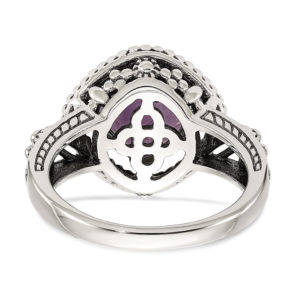 14K/Silver Two Tone Shey Couture Sterling Silver With 14K Accent Antiqued Cushion Pink Quartz Ring