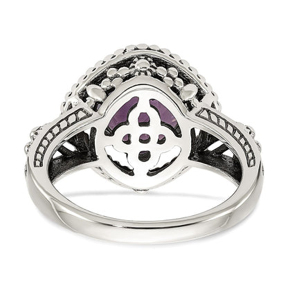 14K/Silver Two Tone Shey Couture Sterling Silver With 14K Accent Antiqued Cushion Pink Quartz Ring