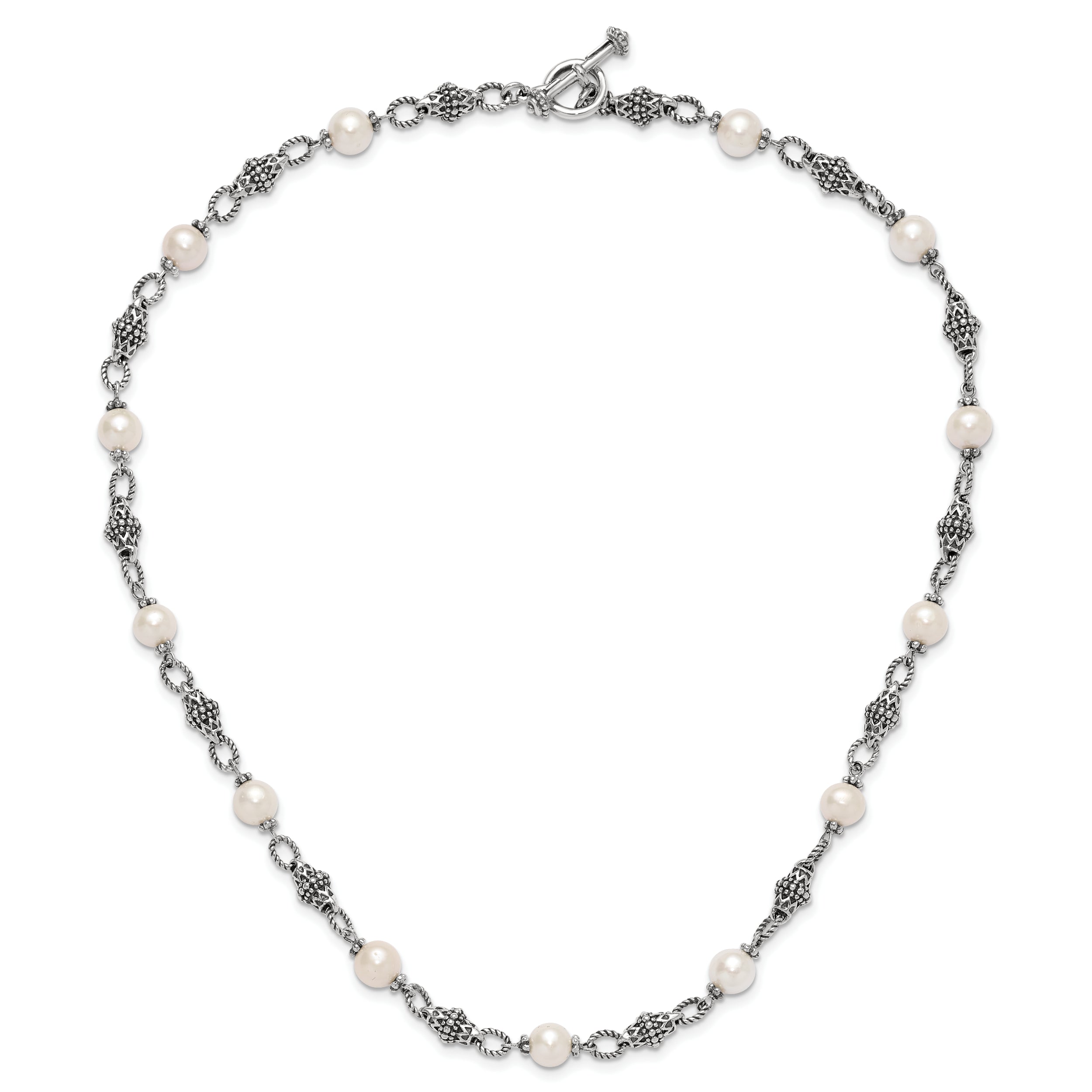 Sterling Silver Shey Couture 20 Inch Antiqued 8 8.5mm Freshwater Cultured Pearl Necklace