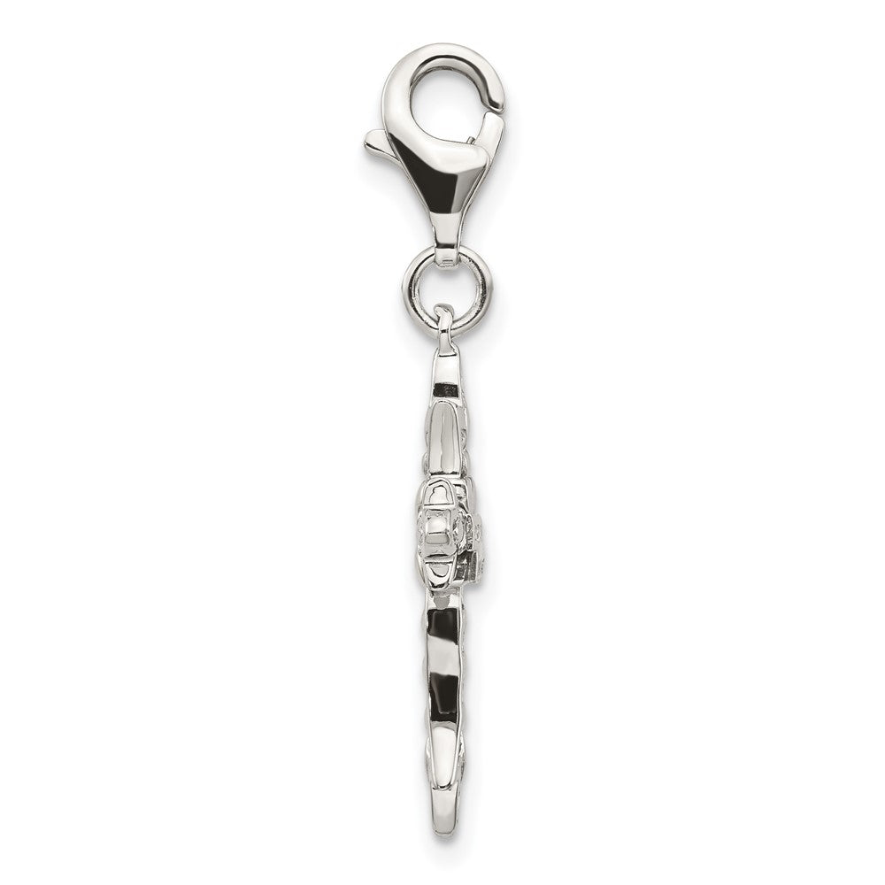 14K/Silver Two Tone Shey Couture Sterling Silver With 14K Accent Antiqued 3 D Cross Lobster Clasp Charm