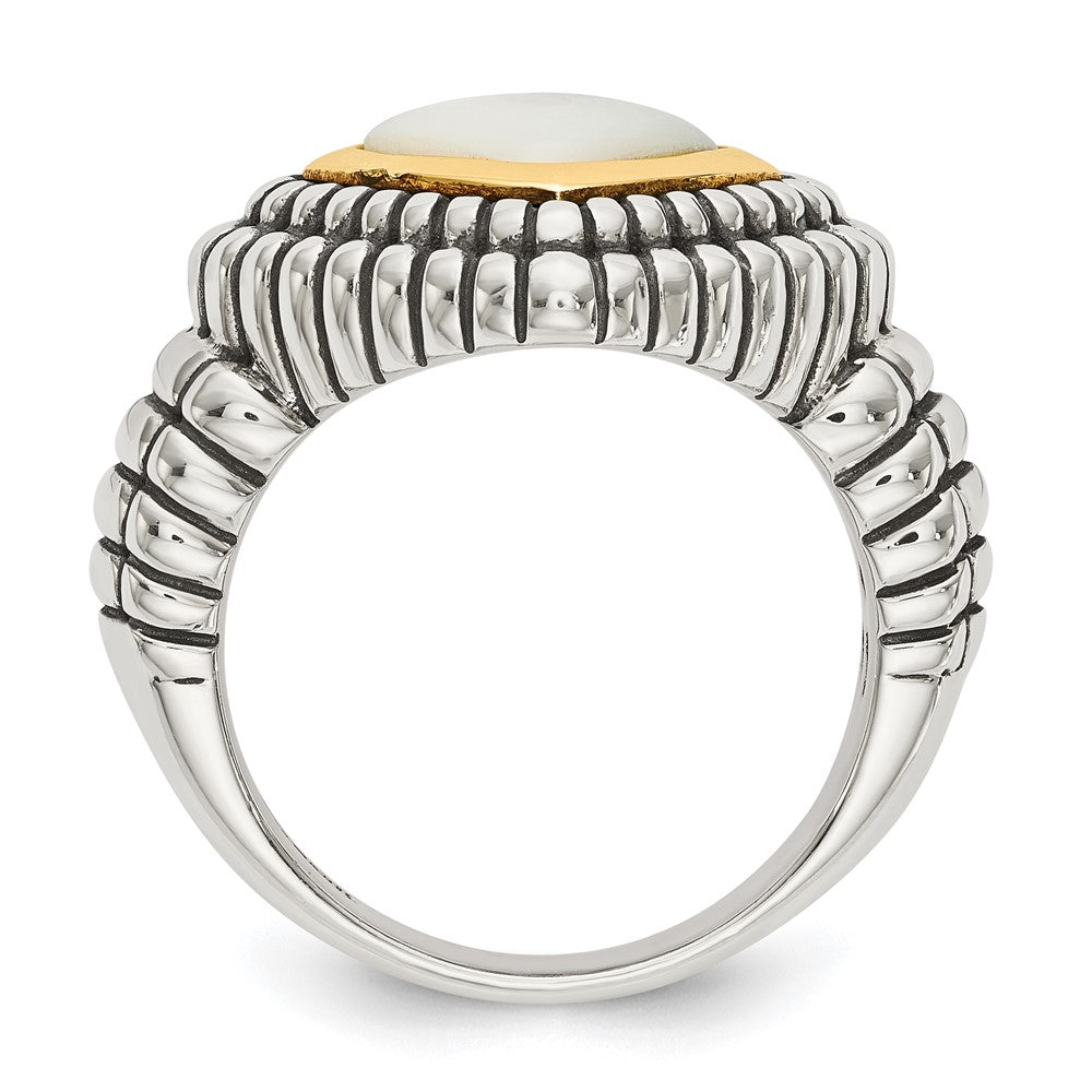 14K/Silver Two Tone Shey Couture Sterling Silver With 14K Accent Antiqued Mother Of Pearl Ring