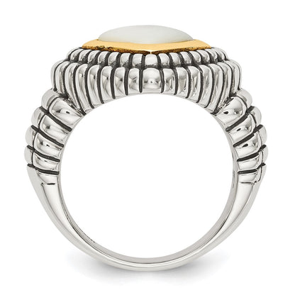 14K/Silver Two Tone Shey Couture Sterling Silver With 14K Accent Antiqued Mother Of Pearl Ring