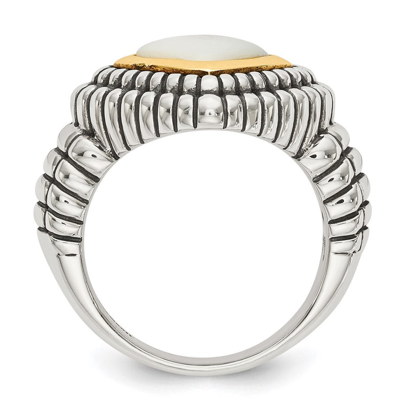 14K/Silver Two Tone Shey Couture Sterling Silver With 14K Accent Antiqued Mother Of Pearl Ring