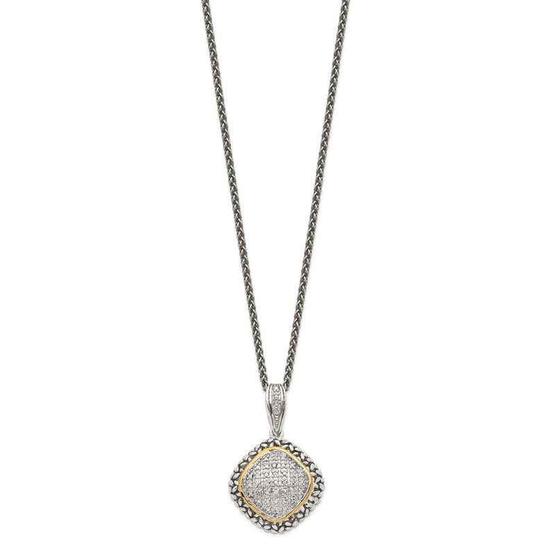 14K/Silver Two Tone Shey Couture Sterling Silver With 14K Accent 18 Inch Antiqued Diamond Necklace