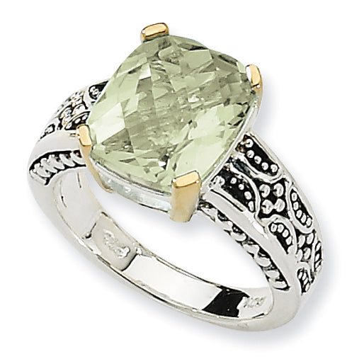 14K/Silver Two Tone Ss 14K Gq Ring (Size 6 Only)
