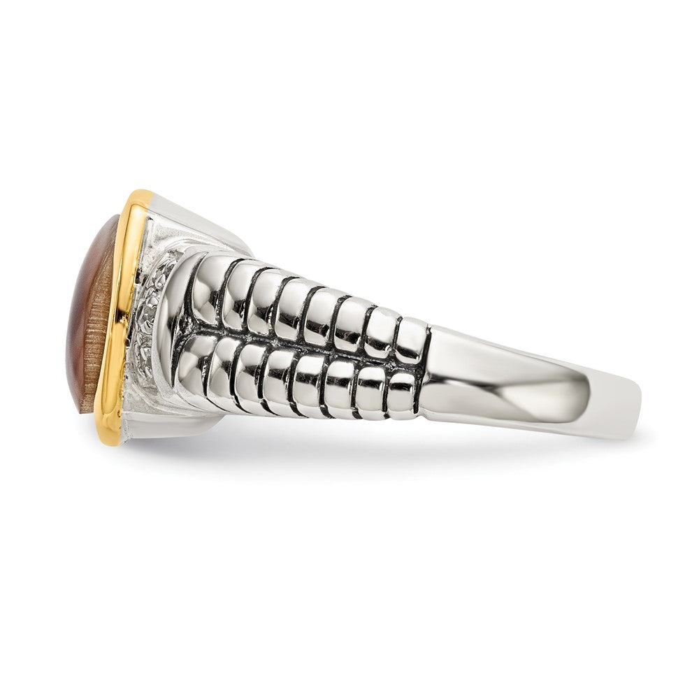 14K/Silver Two Tone Shey Couture Sterling Silver With 14K Accent Antiqued Black Mother Of Pearl And Diamond Ring