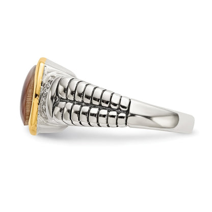 14K/Silver Two Tone Shey Couture Sterling Silver With 14K Accent Antiqued Black Mother Of Pearl And Diamond Ring