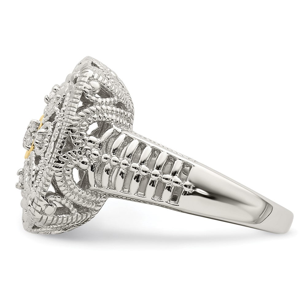 14K/Silver Two Tone Shey Couture Sterling Silver Rhodium Plated With 14K Accent Diamond Ring