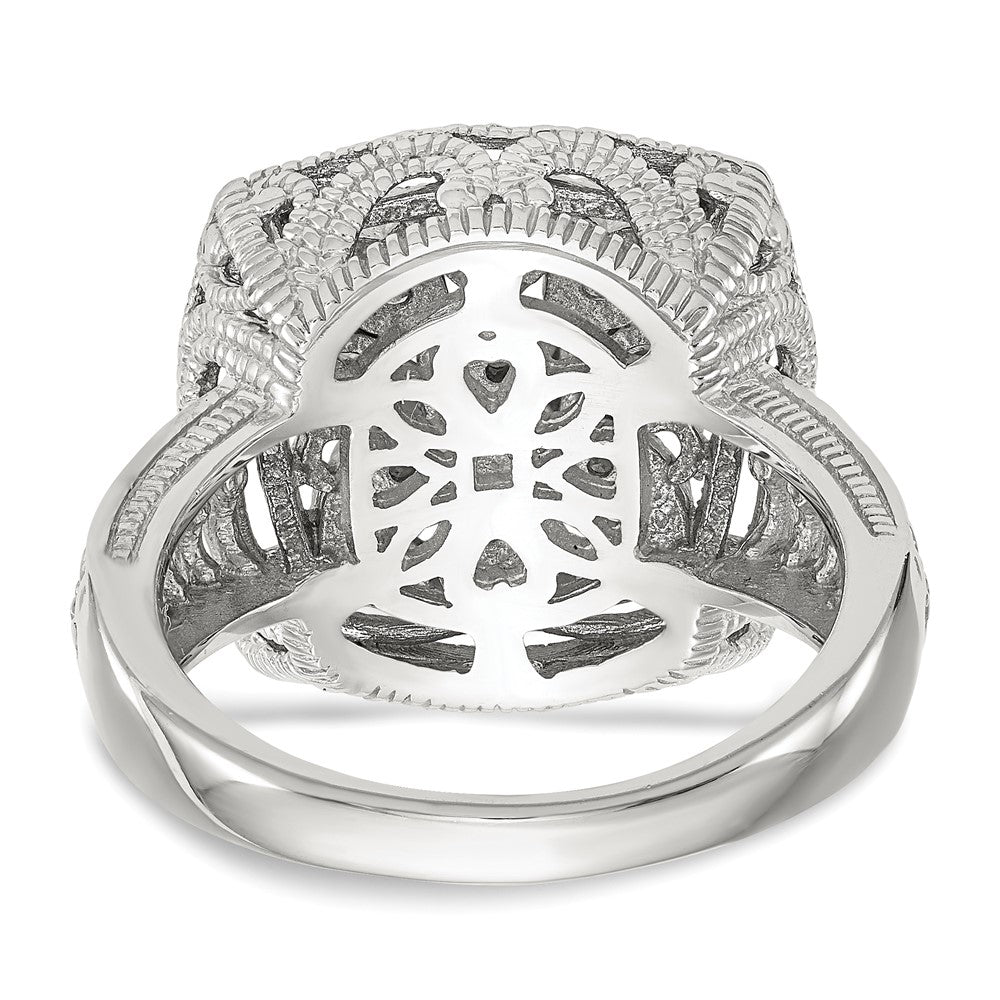 14K/Silver Two Tone Shey Couture Sterling Silver Rhodium Plated With 14K Accent Diamond Ring