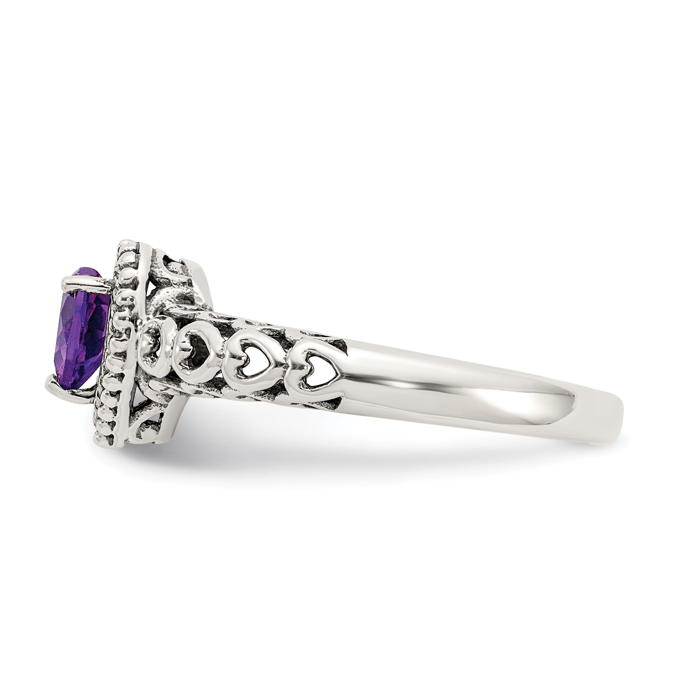 14K/Silver Two Tone Shey Couture Sterling Silver With 14K Accent Antiqued Amethyst Heart Ring
